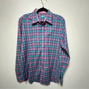 J.Mclaughlin Plaid Shirt Button-down Long Sleeves Green  Multicolor L